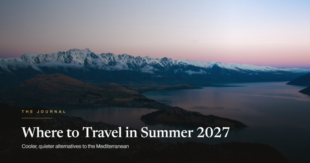 Where to Travel in Summer 2027 social card over Lake Wakatipu, New Zealand